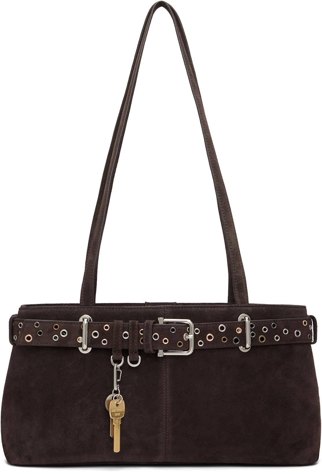 Brown Shoulder Brocle Bag by OSOI