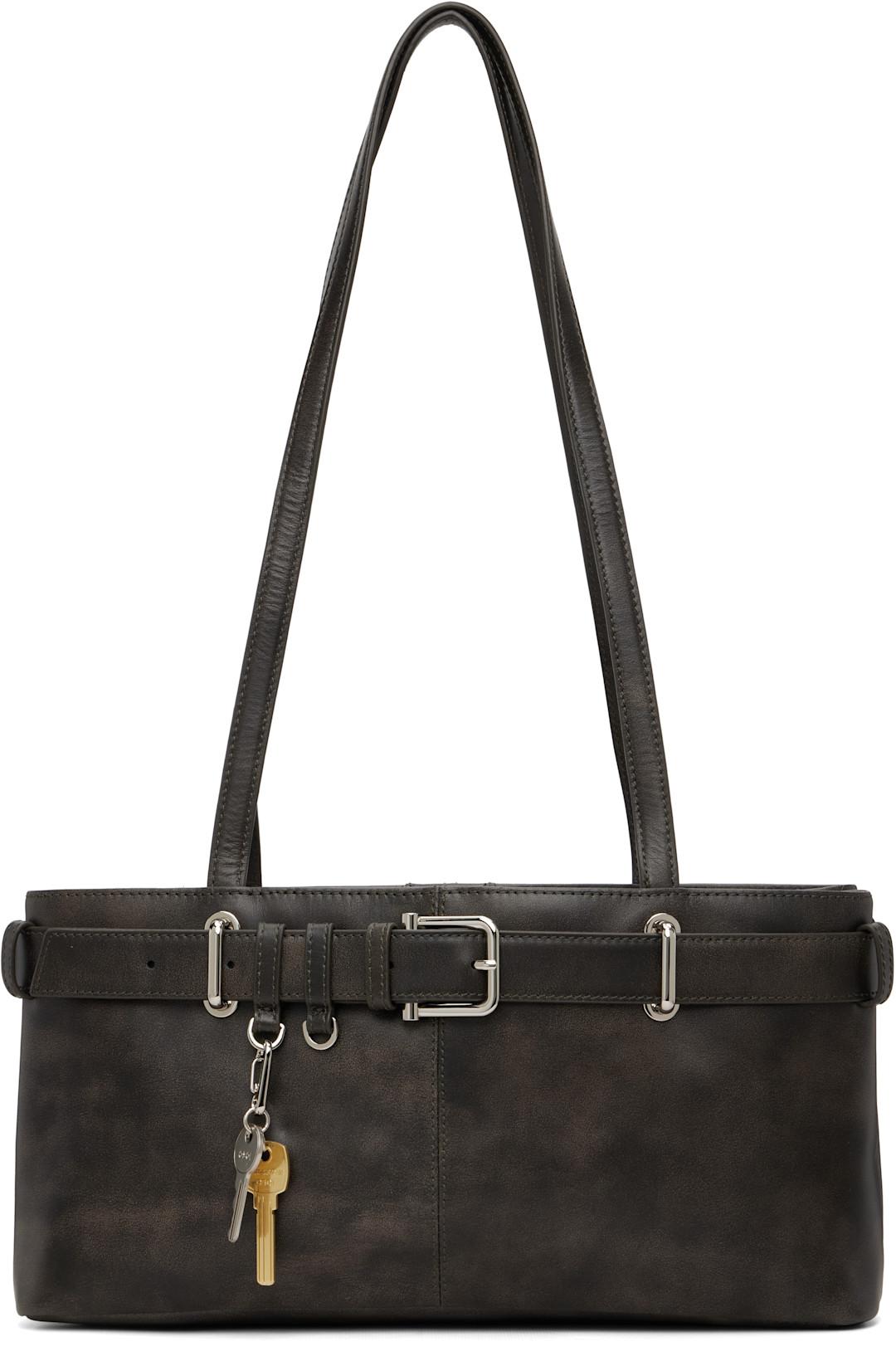 Brown Shoulder Brocle Bag by OSOI