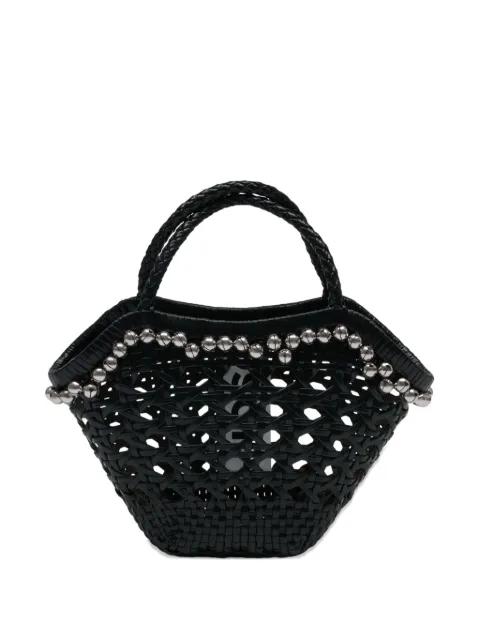 Lip braided-handle embellished tote bag by OSOI