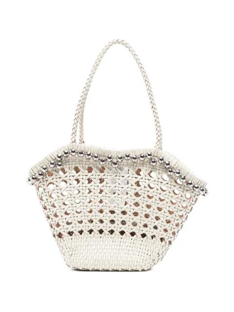 Lip woven beaded shoulder bag by OSOI