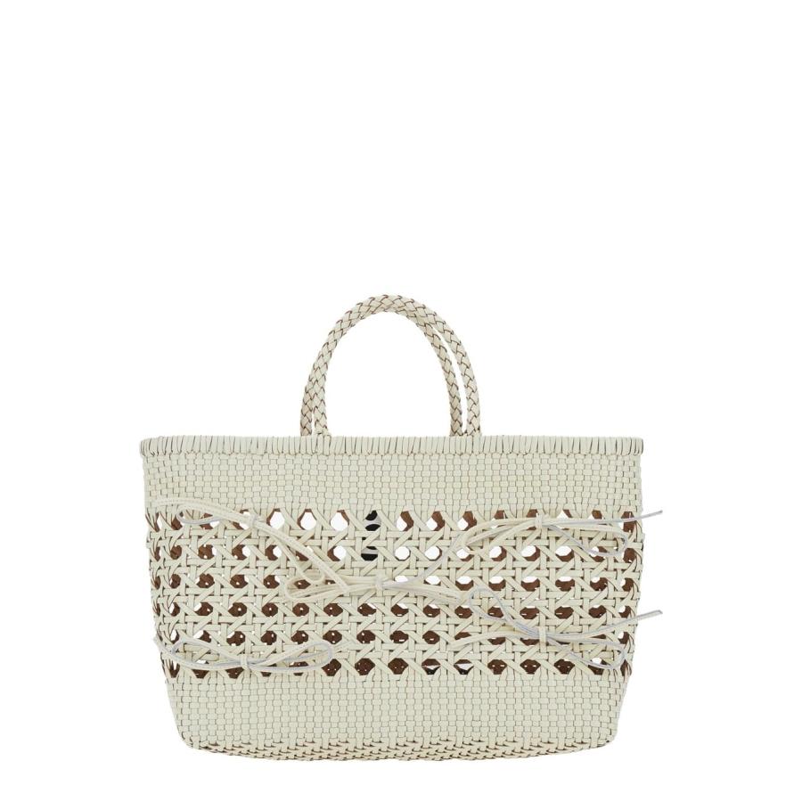 Osoi Biscuit Tote White Handbag With Double Round Handles And Braided Design In Leather Woman by OSOI