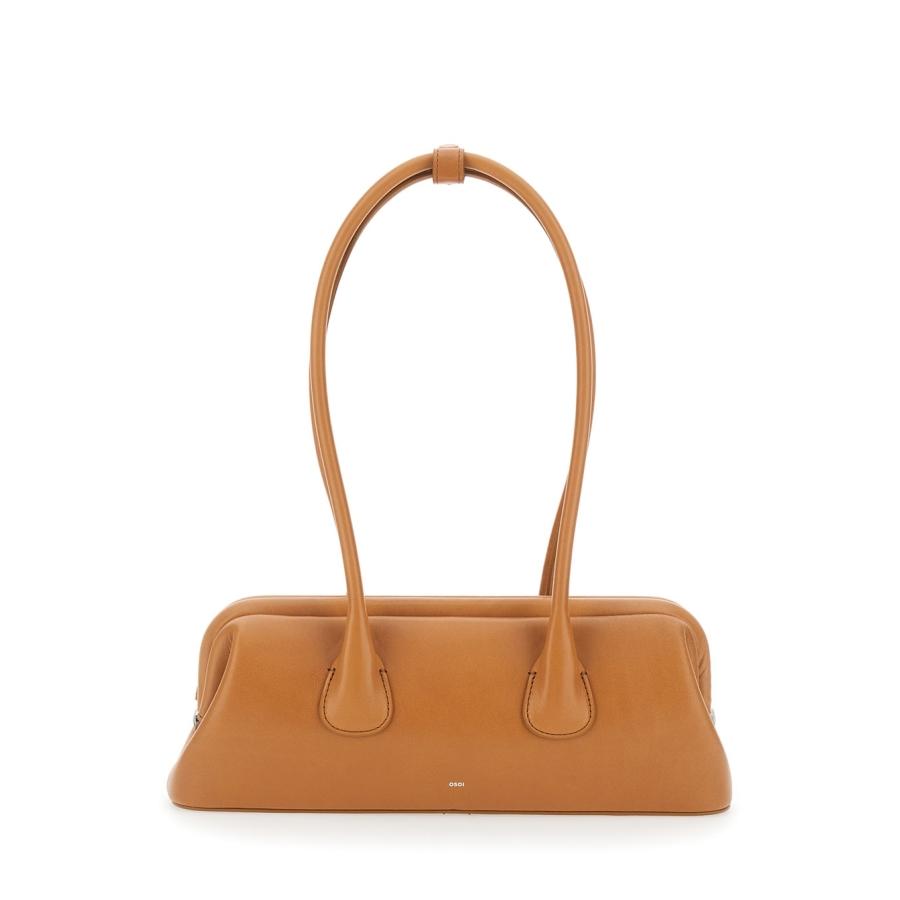 Osoi Boat Wide Mini Brown Shoulder Bag With Round Handles In Suede Woman by OSOI