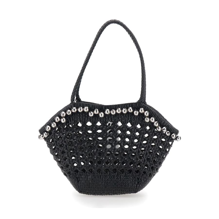 Osoi Lip Black Shoulder Bag With Rounded Handles And Beaded Details In Leather Woman by OSOI