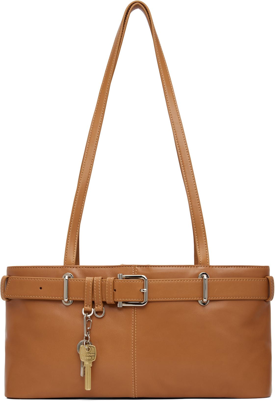 Tan Shoulder Brocle Bag by OSOI