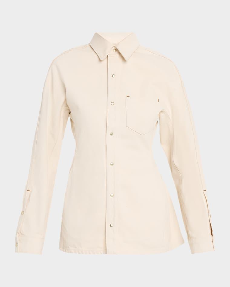 Cinch Long-Sleeve Denim Shirt by OSSOU