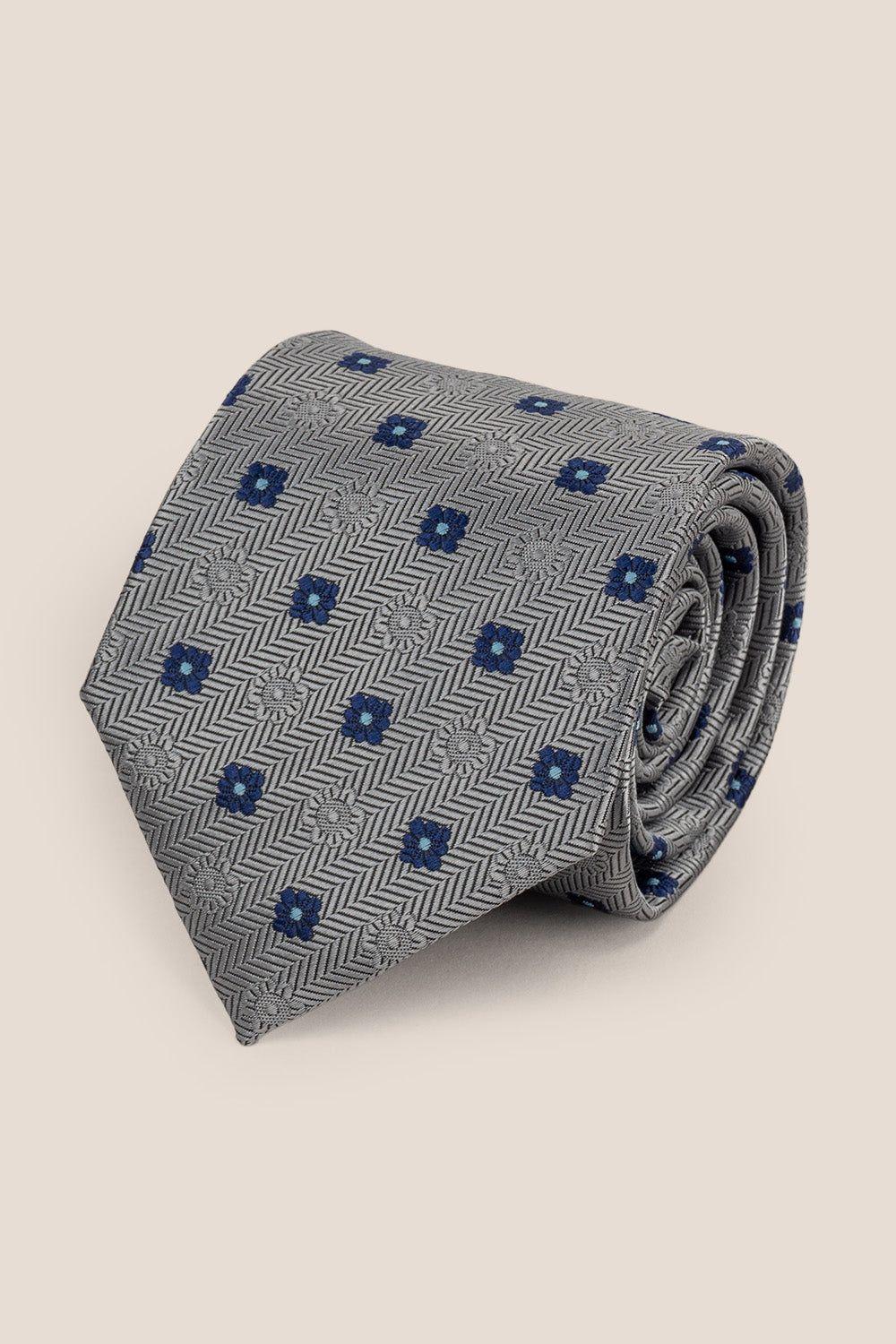Stripes and Squares Grey Tie by OSWIN HYDE