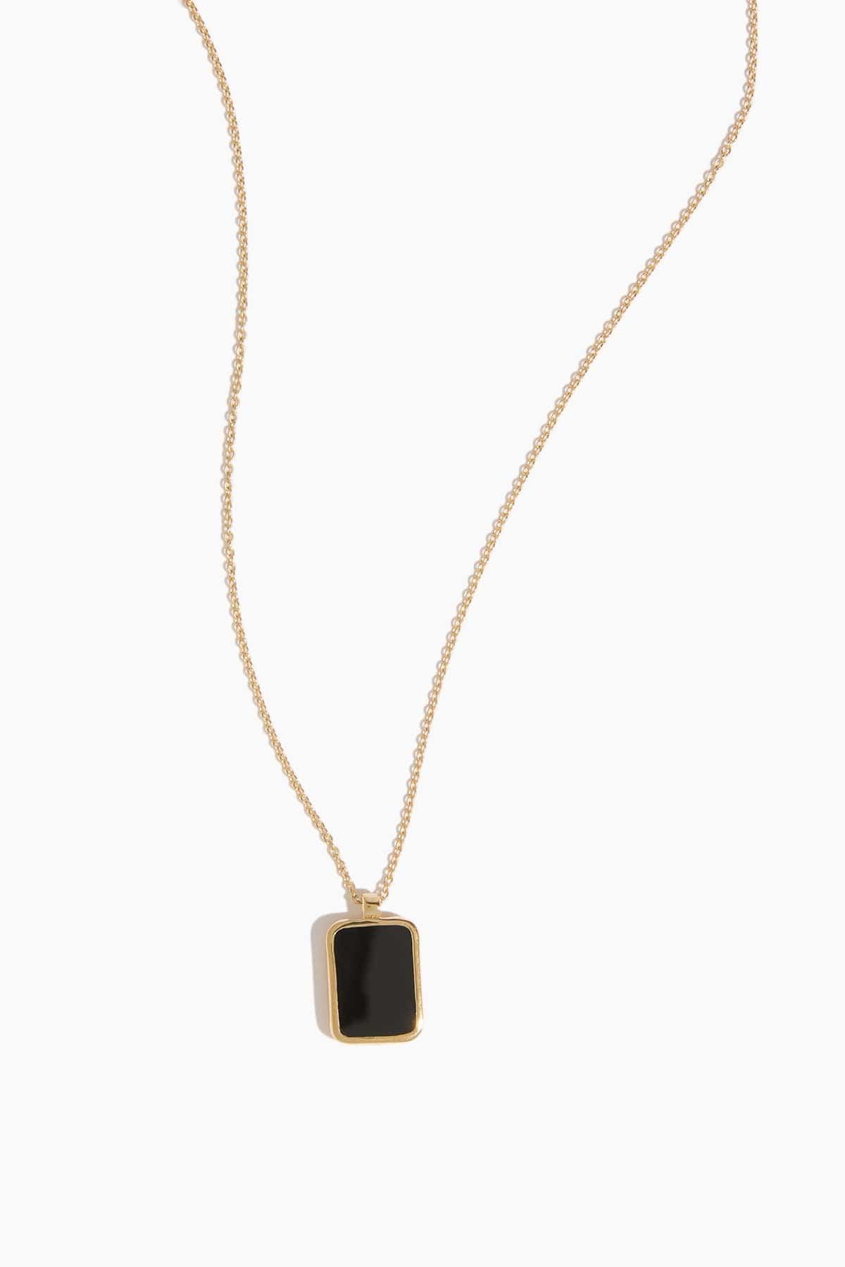 Onyx Tag Pendant Necklace in Gold by OTIUMBERG