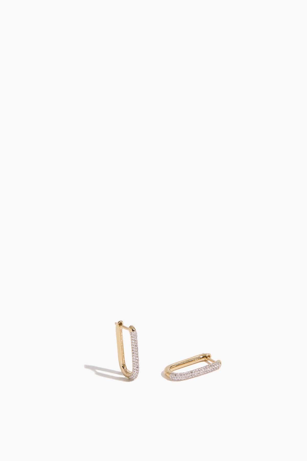 Paperclip Medium White Topaz Earrings in Gold by OTIUMBERG