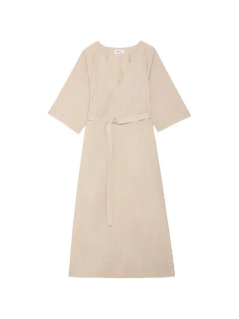 belted v-neck dress by OTTOD'AME