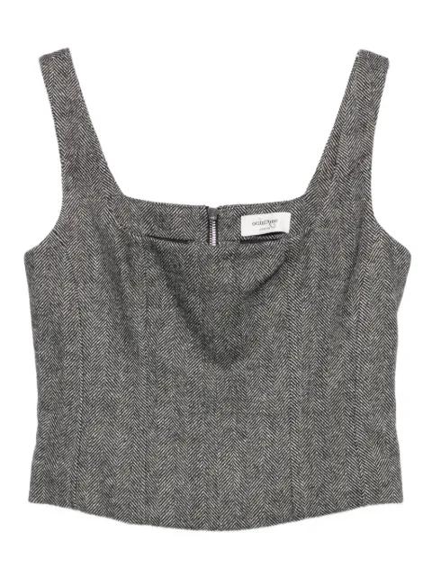 herringbone square-neck top by OTTOD'AME