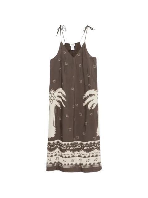 palm-tree print midi dress by OTTOD'AME