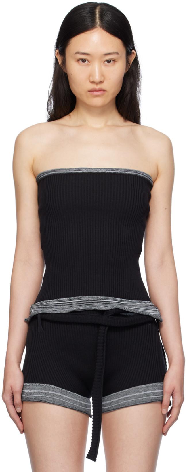 Black Fringes Tube Top by OTTOLINGER