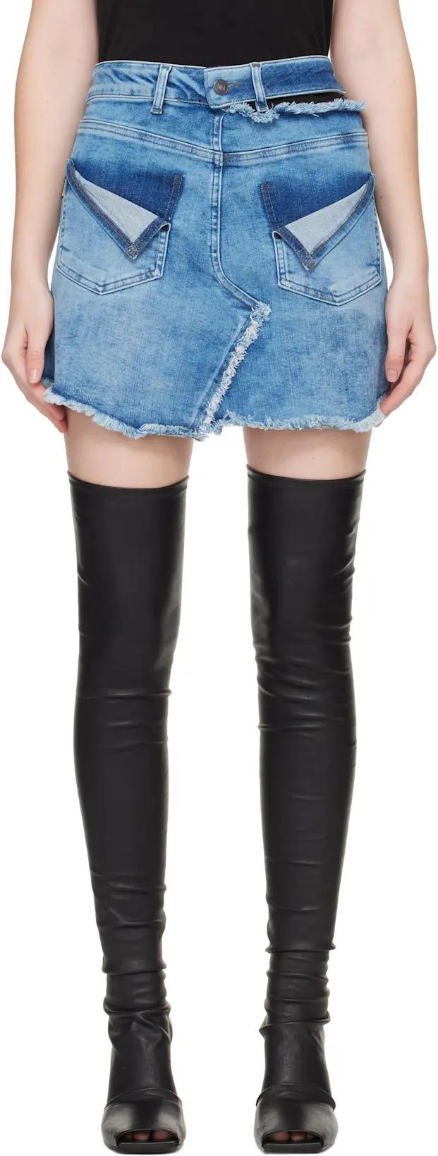 Blue Reversed Denim Miniskirt by OTTOLINGER
