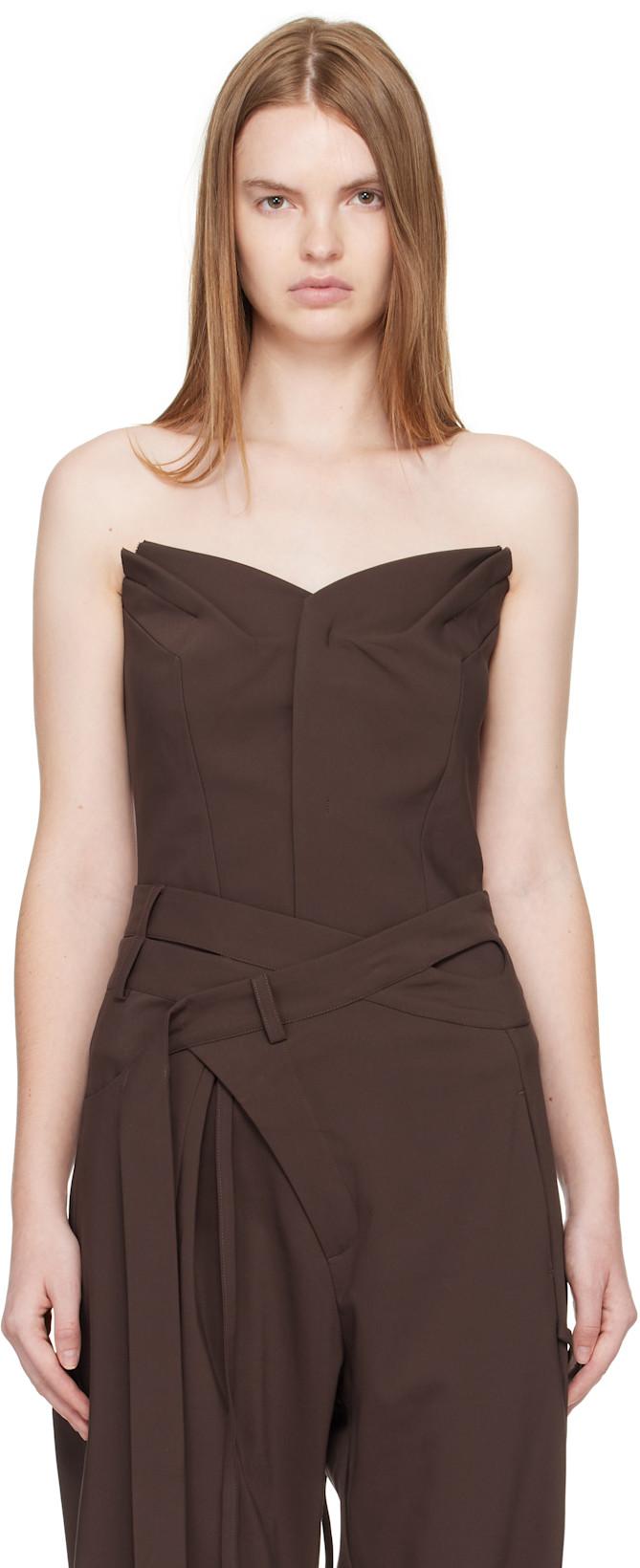 Brown Suiting Bustier Top by OTTOLINGER