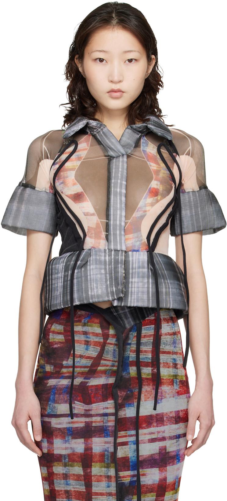 Gray Mesh Padded Blouse by OTTOLINGER