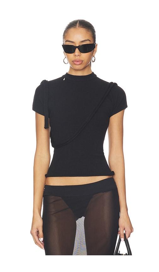 Ottolinger Deconstructed Knit Tee in Black by OTTOLINGER