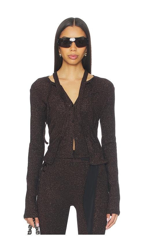 Ottolinger Double Closure Rib Cardigan in Black by OTTOLINGER