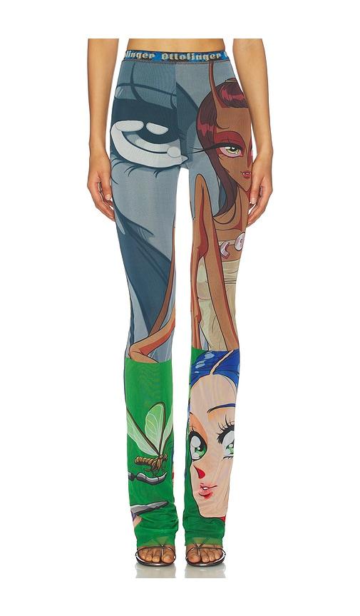 Ottolinger Mesh Pant in Julien Ceccaldi Print in Blue,Green by OTTOLINGER