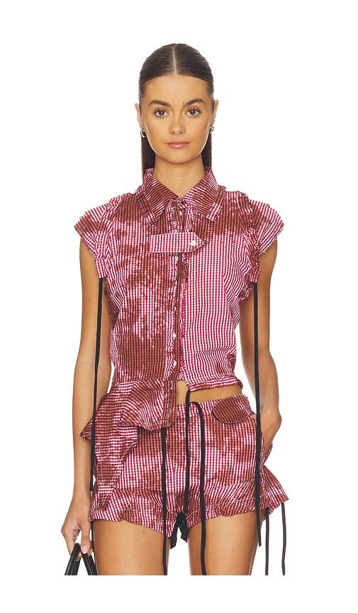 Ottolinger Picnic Ruched Ruffle Blouse in Red by OTTOLINGER