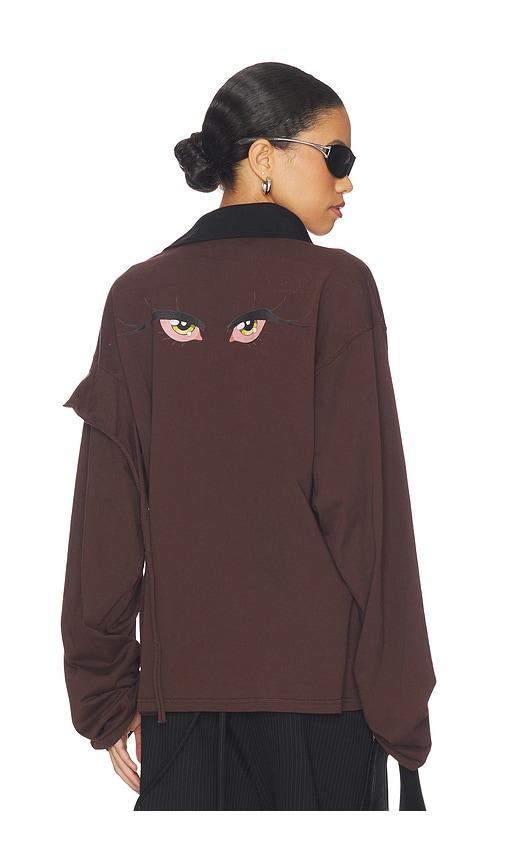 Ottolinger Polo Long Sleeve Top in Brown by OTTOLINGER