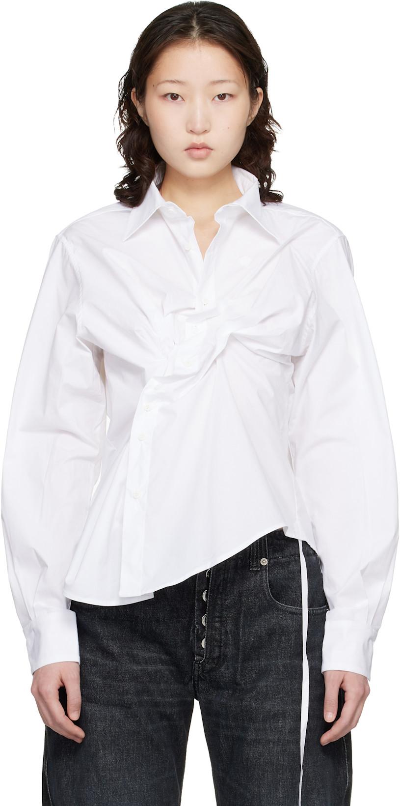 White Twisted-Pleat Tailored Shirt by OTTOLINGER