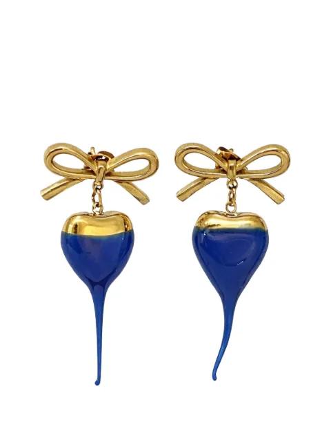 bow-detail heart-drop earrings by OTTOLINGER