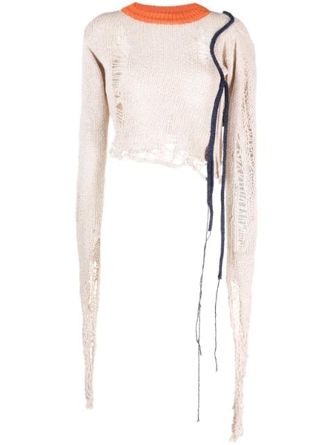 distressed-finish cropped jumper by OTTOLINGER