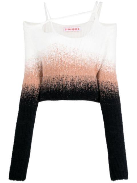 gradiebt-effect off-shoulder knitted jumper by OTTOLINGER