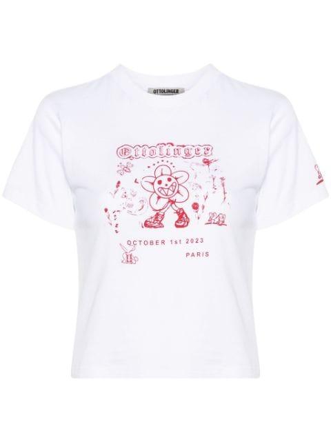 logo-print cotton T-shirt by OTTOLINGER