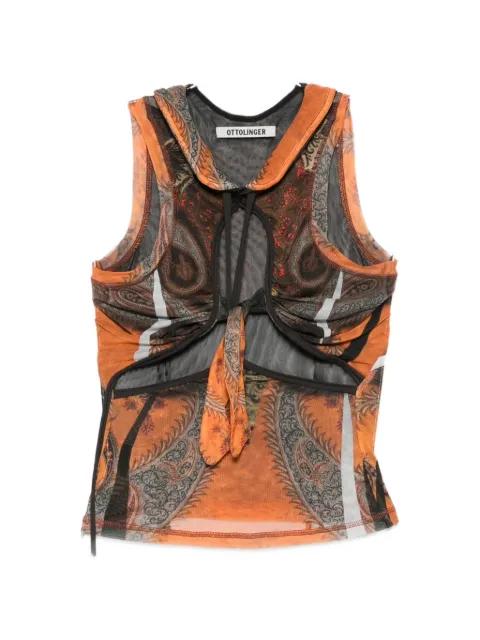 printed tie-detail top by OTTOLINGER