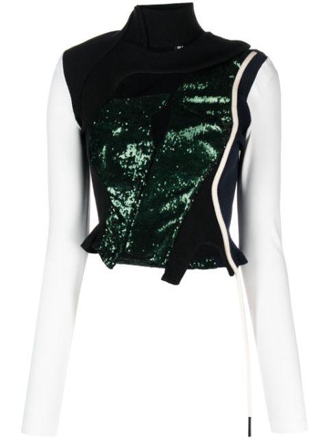 sequin-embellished panelled top by OTTOLINGER
