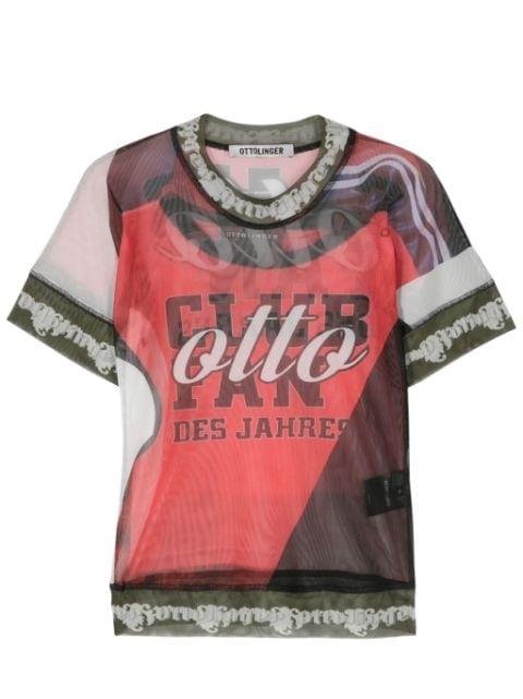 soccer-print mesh crop top by OTTOLINGER