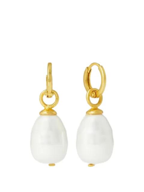 Ava pearl drop huggie earrings by OTTOMAN HANDS