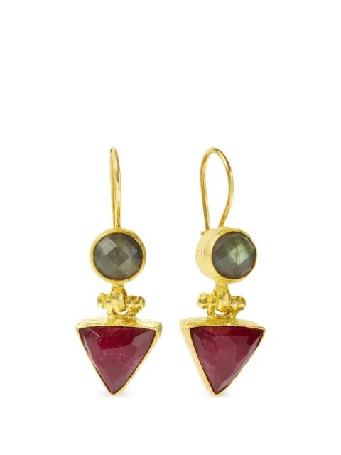 Hydra labradorite and ruby drop earrings by OTTOMAN HANDS