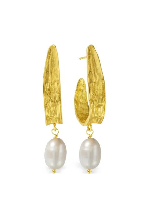 Judy pearl hoop earrings by OTTOMAN HANDS