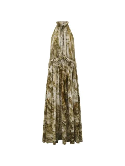 marble-print ruffled dress by OUDE WAAG