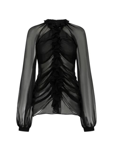 ruffled ruched-detail blouse by OUDE WAAG