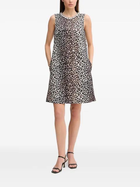 animal-pattern embellished mini dress by OUI