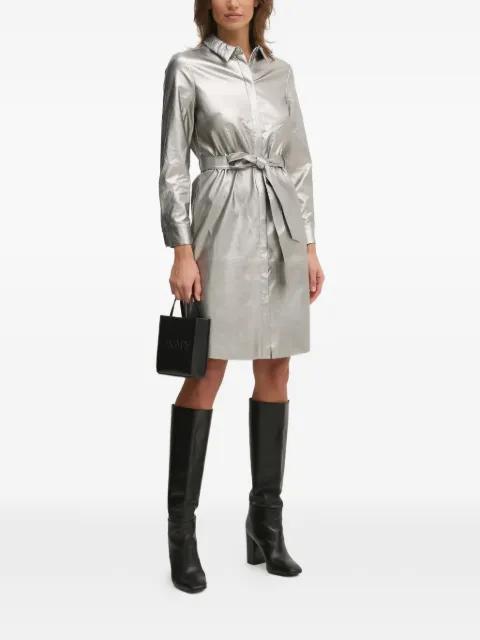 belted mini shirt dress by OUI