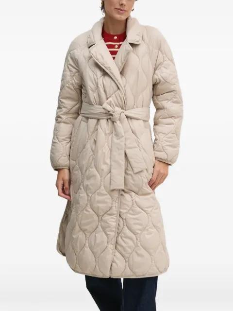 belted quilted coat by OUI