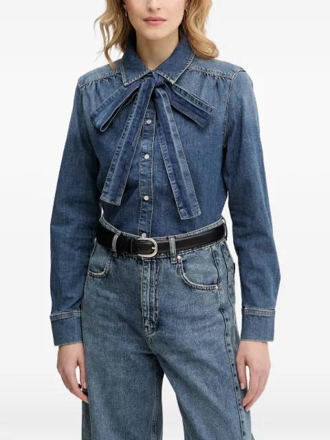 bow-detail denim shirt by OUI