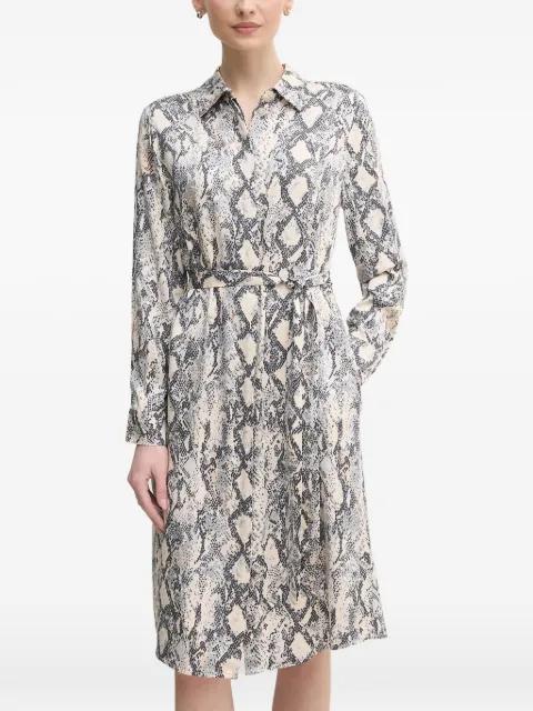 buttoned animal-print midi dress by OUI