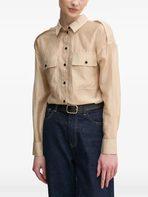 flap-pocket buttoned shirt by OUI