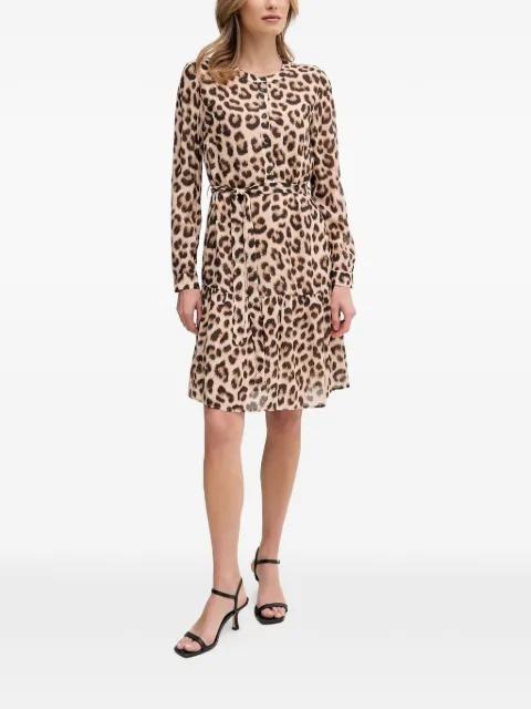 leopard-print belted midi dress by OUI