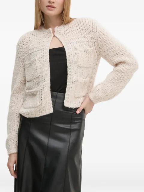 pocket-embellished knit cardigan by OUI