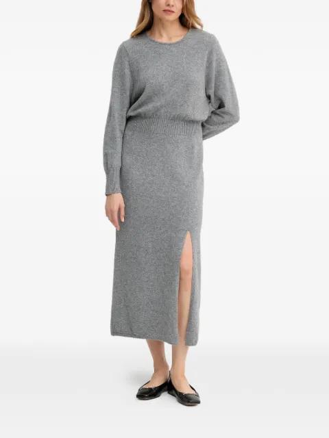 rib-knit slit-detail midi dress by OUI