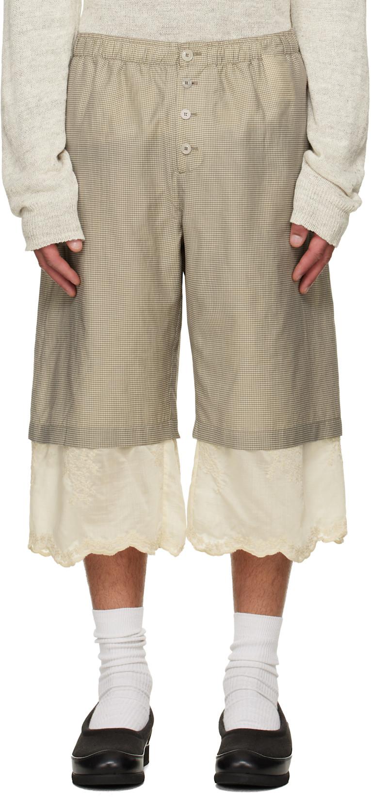 Beige Frill Shorts by OUR LEGACY