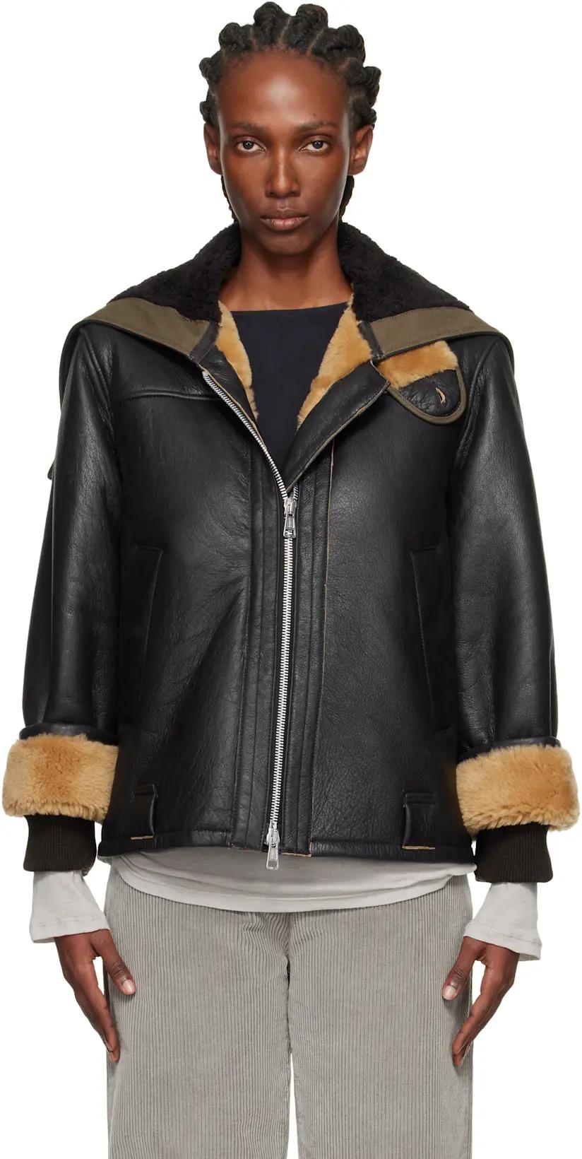 Black Blizzard Leather Jacket by OUR LEGACY