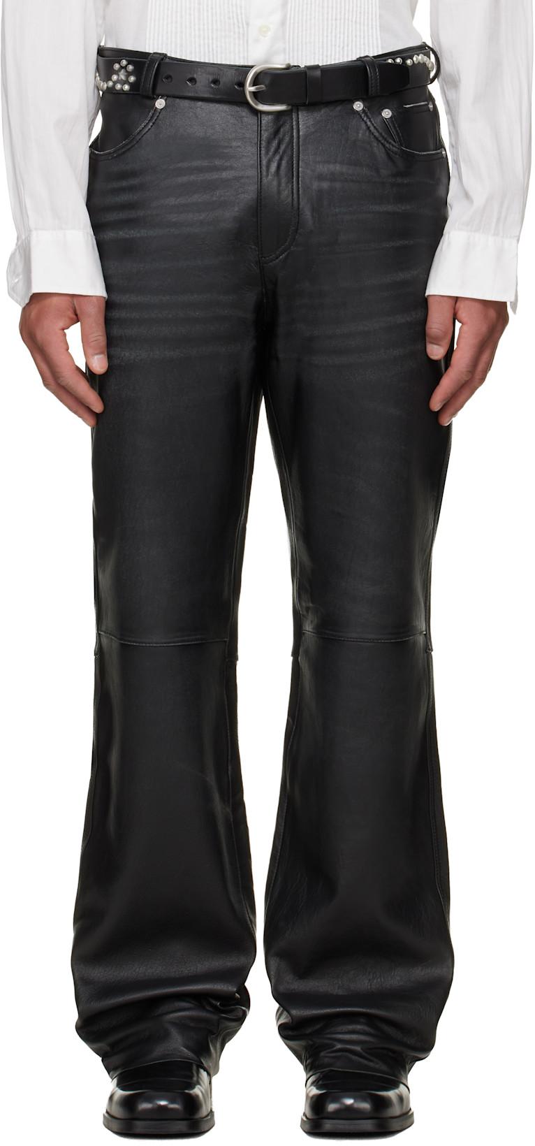 Black Carlson Cut Leather Pants by OUR LEGACY