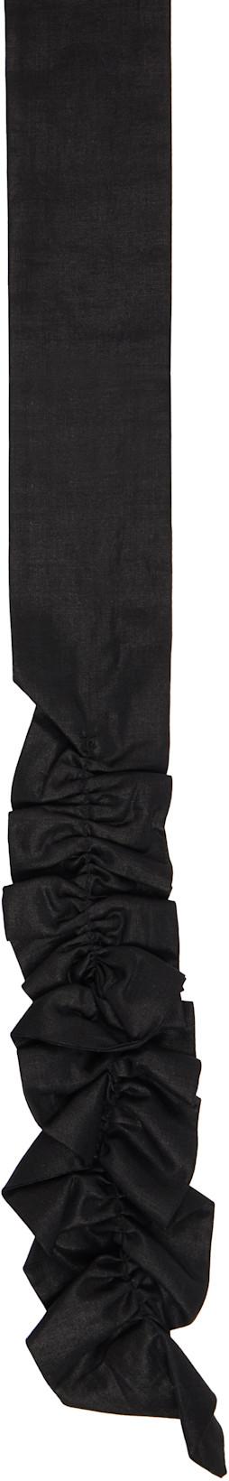 Black Gathered Tie by OUR LEGACY